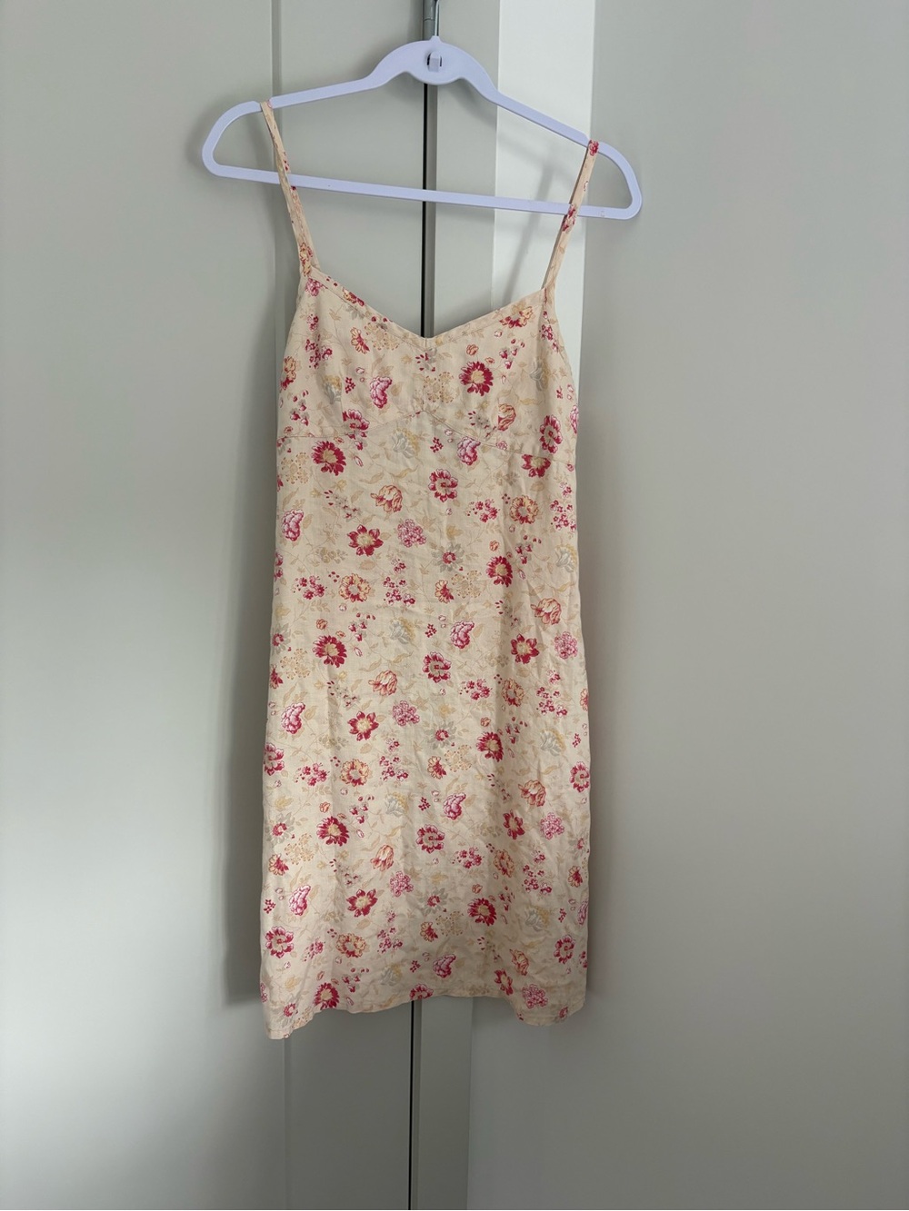 GAP Cream Linen Dress with Pink Floral Print